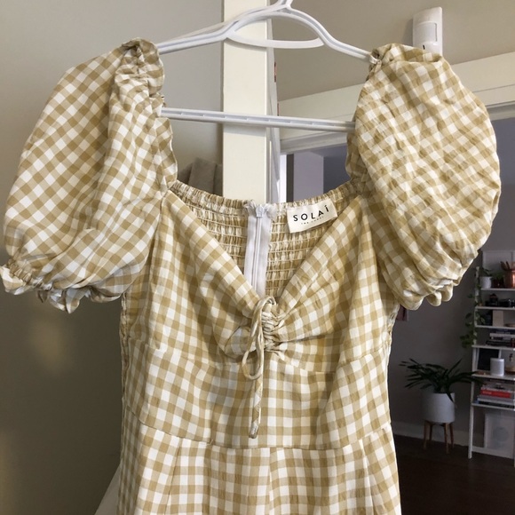 Frankie Plaid Jumpsuit in Taupe - SOLAÍ THE LABEL - Picture 5 of 6